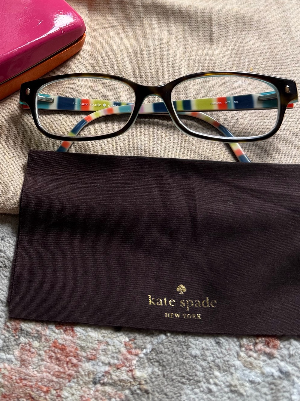 kate spade tortoise shell eyeglasses with case
